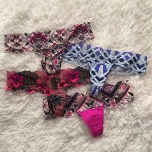 NWT 4 PINK Victoria’s Secret Lace Thongs